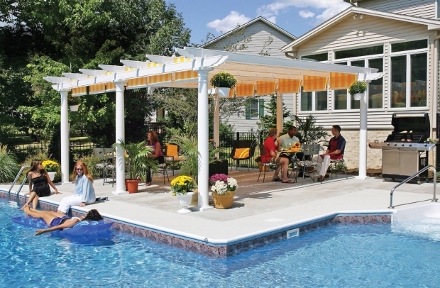 Picture of Vinyl Pergola With Retractable Canopy Canvas Pergola Shadetree Canvas Pergolas