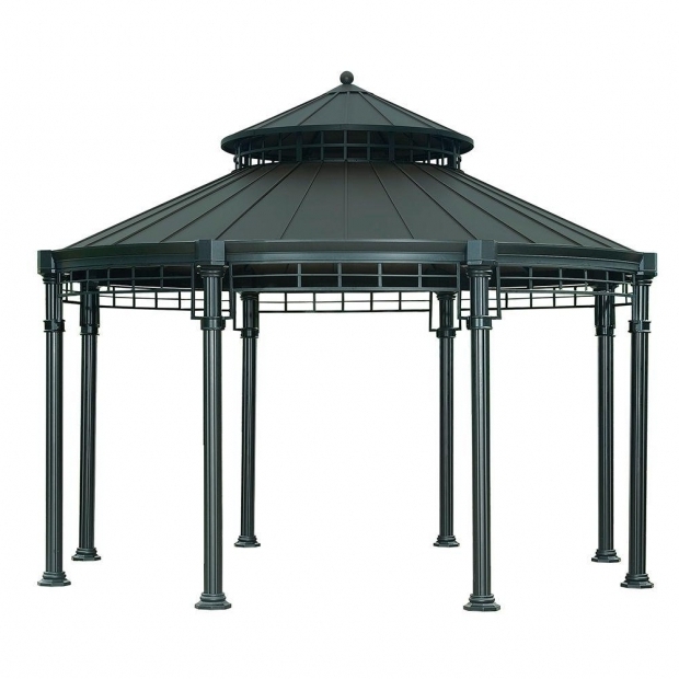 Remarkable Sunjoy Hardtop Gazebos Victoria 143 Ft X 114 Ft Steel Round Hardtop Gazebo Home