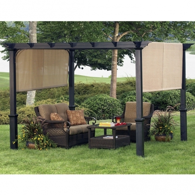 Beautiful Garden Treasures Matte Black Steel Freestanding Pergola Shop Garden Treasures 134 In W X 134 In L X 92 In H X Matte Black