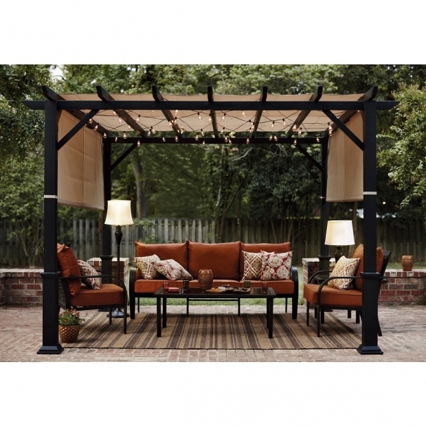 Beautiful Garden Treasures Matte Black Steel Freestanding Pergola Shop Garden Treasures 134 In W X 134 In L X 92 In H X Matte Black