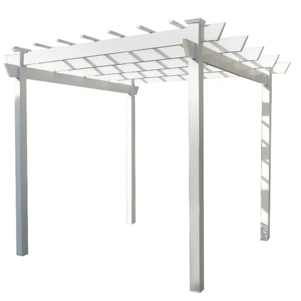 Fantastic Pergola Dimensions Height Dura Trel Kingston 8 Ft 9 In X 8 Ft 9 In White Vinyl Pergola