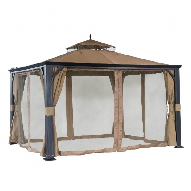 Image of Gazebos At Home Depot Sunjoy Monaco 10 Ft X 12 Ft Beige Steel Soft Top Gazebo