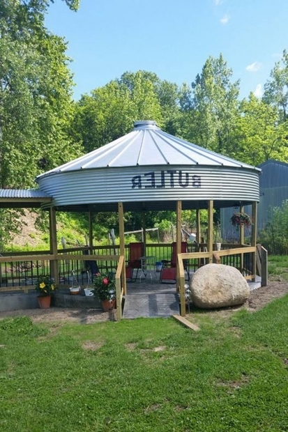 Remarkable Butler Grain Bin Gazebo This Couple Used Their Farms Grain Bin To Make A Gazebo How To