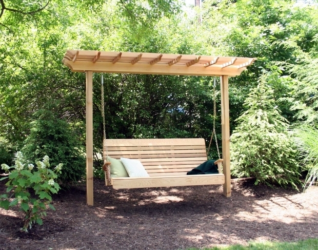Wonderful Pergola With Swing Astounding Wooden Patio Deck Design With Small Garden Featuring