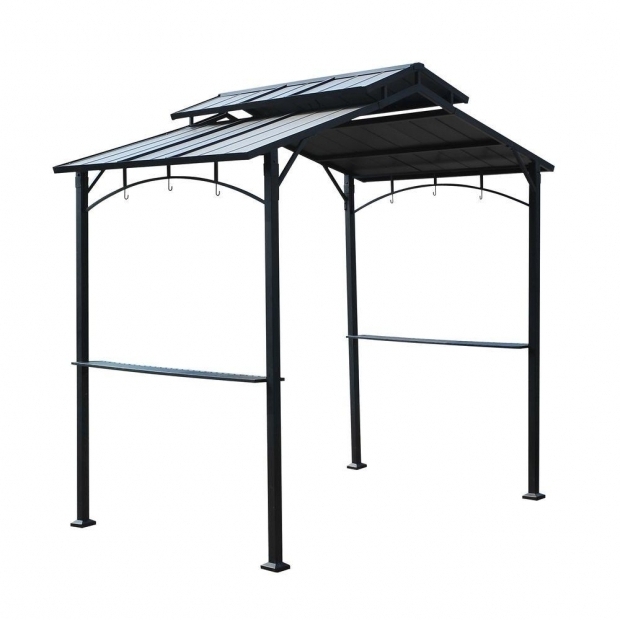 Fascinating Home Depot Grill Gazebo Sunjoy Keane 5 Ft X 8 Ft Black Steel Grill Hard Top Gazebo