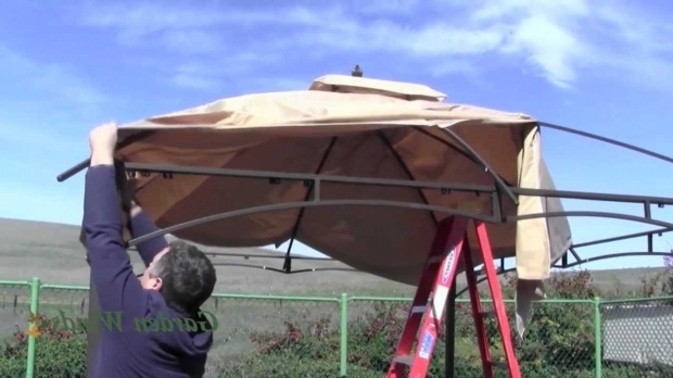 Image of 10x12 Gazebo Canopy Replacement How To Install A Lowes Allen Roth 10x12 Gazebo Canopy Youtube