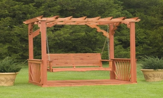 Image of Leisure Time Products Pergola Interior Brick Walls Cedar Pergola Swing Leisure Time Cedar