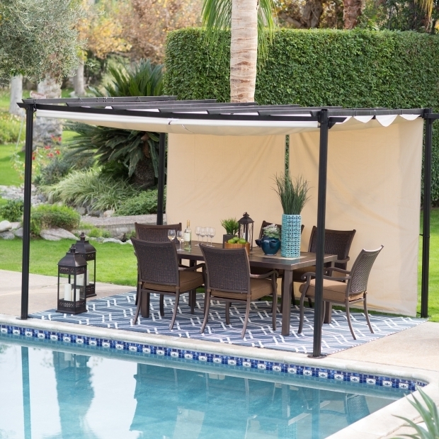 Awesome Pergola With Adjustable Shade Belham Living Steel Outdoor Pergola Gazebo With Retractable Canopy