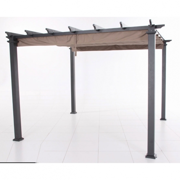 Image of Hampton Bay Pergola With Retractable Roof Replacement Canopy For 9 Ft Pergola Gazebo Garden Winds
