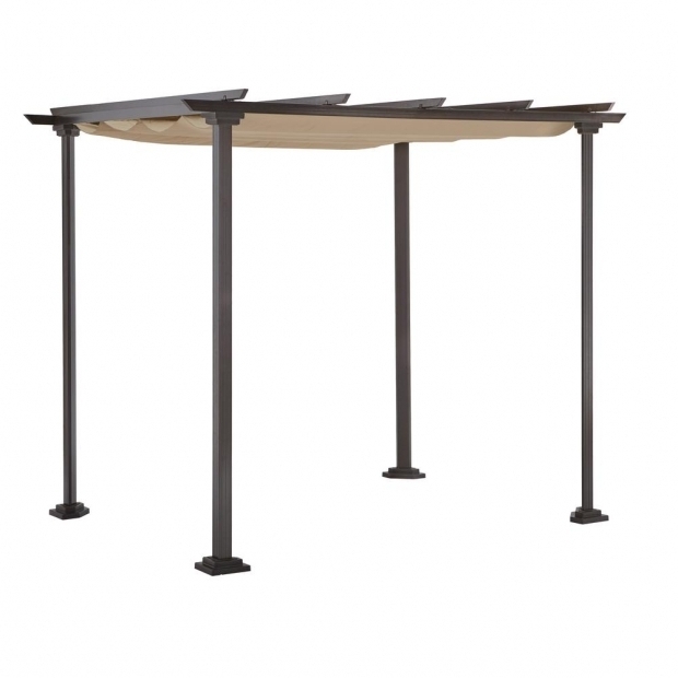 Inspiring Hampton Bay Pergola With Retractable Roof Hampton Bay Toulon 10 Ft X 8 Ft Steel Pergola Gazebo With Flat