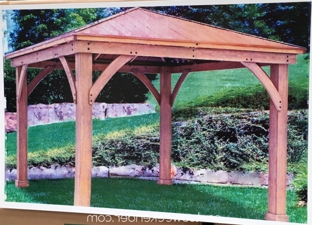 Awesome Wood Gazebo With Aluminum Roof Yardistry 12 X 12 Wood Gazebo With Aluminum Roof Costco Weekender