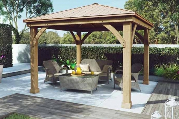 Fantastic Wood Gazebo With Aluminum Roof Yardistry Wood Gazebo With Aluminium Roof