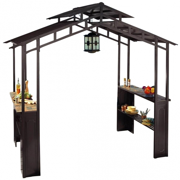 Outstanding Lowes Grill Gazebo Shop Sunjoy Black Rectangle Grill Gazebo Foundation 5 Ft X 8 Ft