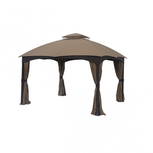 Picture of Allen Roth Gazebo 10x12 Shop Allen Roth Brown Metal Rectangle Screened Gazebo Exterior