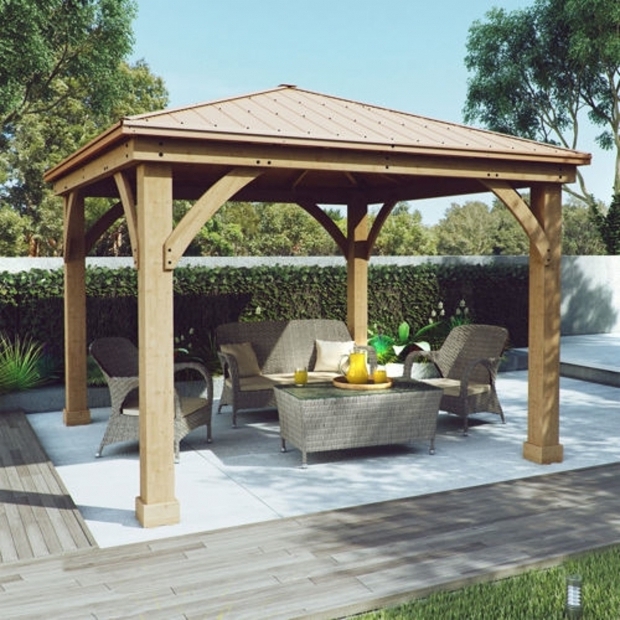 Remarkable Wood Gazebo With Aluminum Roof Yardistry Wood Gazebo With Aluminum Roof Dropress Gazebos