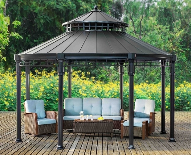 Picture of Sunjoy Royal Square Hardtop Gazebo Outdoor Sunjoy Gazebo 10 X 10 Gazebo Metal Roof Gazebo