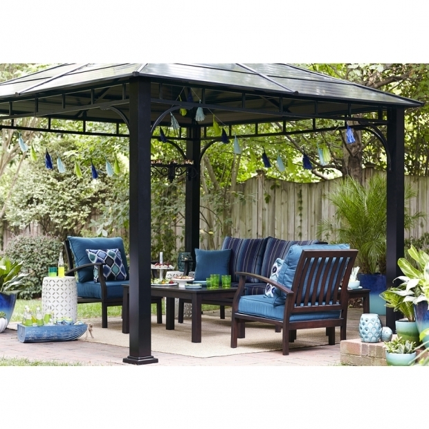 Allen Roth Black Square Grill Gazebo